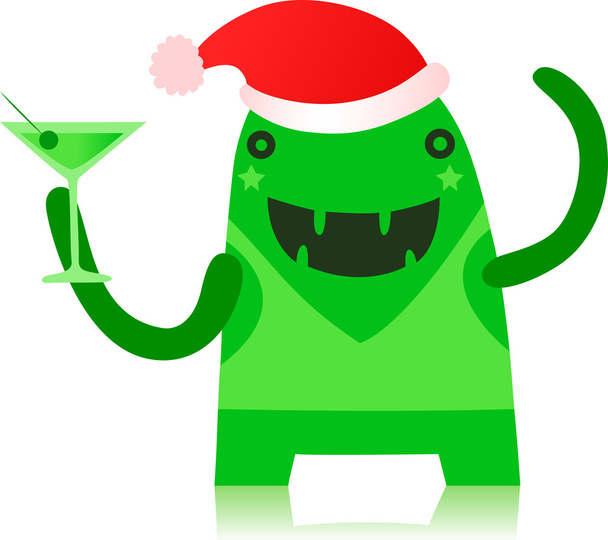 Monster feiert im Weihnachtskostüm - Vektor, Bild