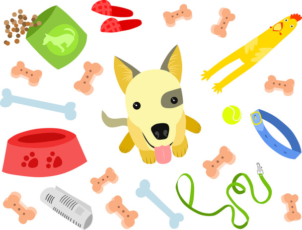 roztomilé štěně s hračkami - Vektor, obrázek