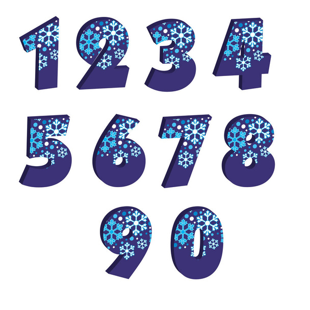 numbers, new year on numbers, numbers with snowflakes, beautiful new year numbers - Vetor, Imagem