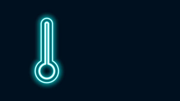 Ragyogó neon vonal Orvosi hőmérő orvosi vizsgálathoz ikon elszigetelt fekete alapon. 4K Videó mozgás grafikus animáció - Felvétel, videó