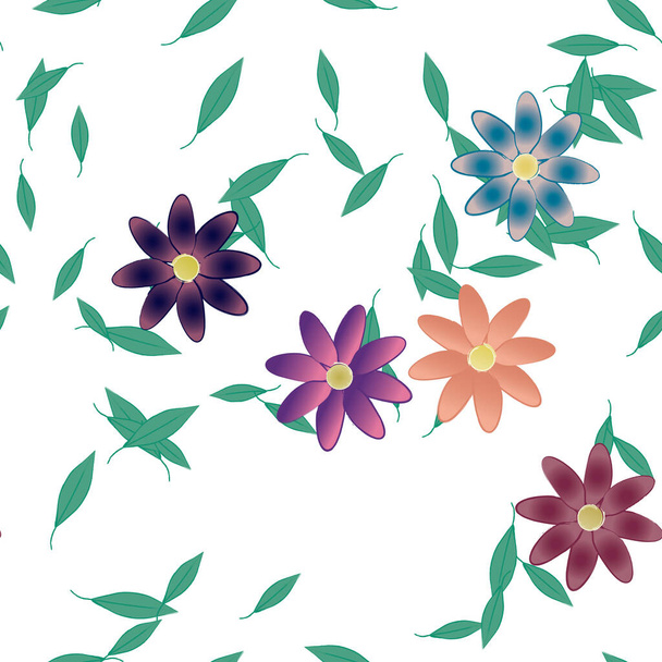 Blühendes Laub, Blumen blühen Tapete, Vektorillustration - Vektor, Bild
