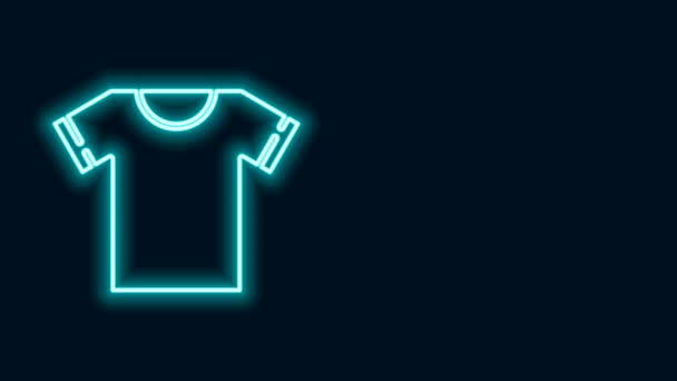 Brilhante ícone de t-shirt de linha de néon isolado no fundo preto. Animação gráfica em movimento de vídeo 4K - Filmagem, Vídeo