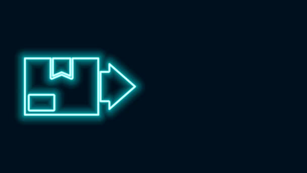 Leuchtende Neon-Linie Kartonschachtel-Symbol isoliert auf schwarzem Hintergrund. Box, Paket, Paketschild. Lieferung und Verpackung. 4K Video Motion Grafik Animation - Filmmaterial, Video