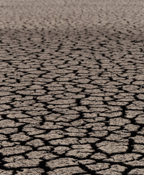 Die Erde brach aufgrund der Trockenheit auf. Die globale Wasserknappheit auf dem Planeten. Konzept der globalen Erwärmung. Trockene Risse im Land. - Foto, Bild