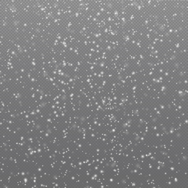 Nieve blanca cayendo sobre fondo transparente - Vector, imagen