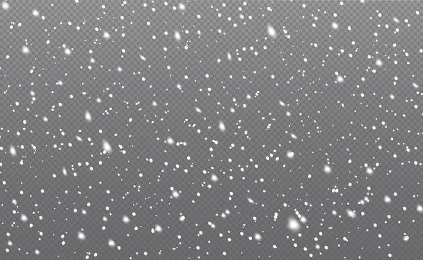 Bílý padající sníh na průhledném pozadí - Vektor, obrázek