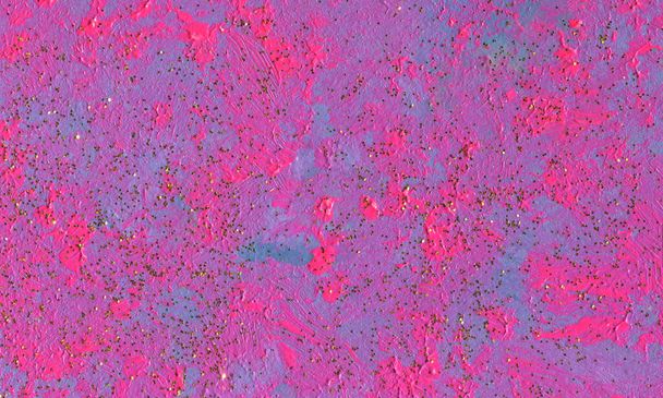 acrylique abstrait magenta rose bleu texturé fond, avec coups de pinceau et taches, avec diffusion d'or sur l'abstraction artistique. numérisation - Photo, image
