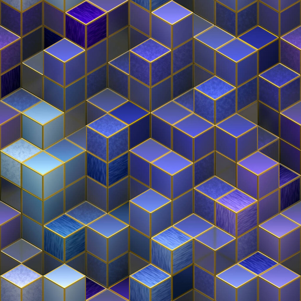 Бесшовный трехмерный кубический абстрактный шаблон - Фото, изображение