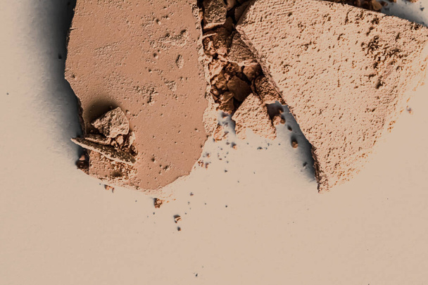 Beige eye shadow powder as makeup palette closeup, crushed cosmetics and beauty texture - Fotoğraf, Görsel