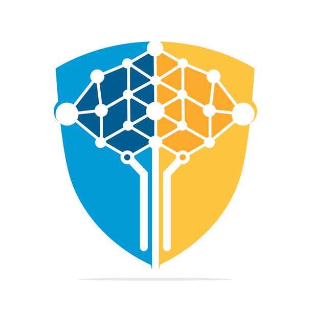Conceptos de diseño de escudo digital y logotipo de árbol. Logotipo de las empresas educativas y de seguridad. - Vector, imagen