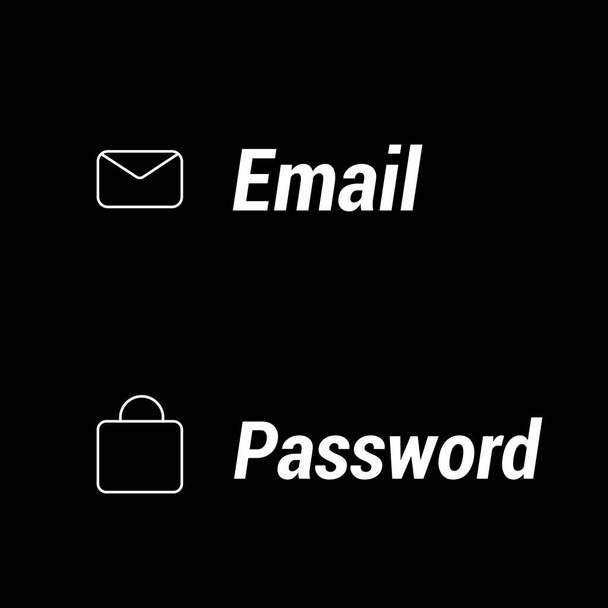 email and password icon and text - Vektor, Bild