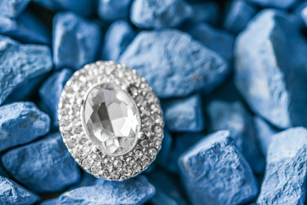 Luxury diamond earrings closeup, jewelry and fashion brand - Photo, Image