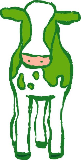 Questa è un'illustrazione della mucca Holstein dipinta a mano realistica verde  - Vettoriali, immagini