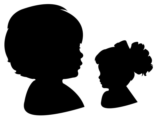 Testa bambino e bambola testa silhouette
 - Foto, immagini