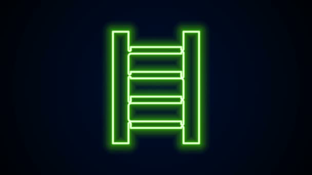 Leuchtende Neon-Linie Holztreppe Symbol isoliert auf schwarzem Hintergrund. 4K Video Motion Grafik Animation - Filmmaterial, Video