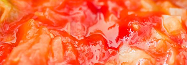 Cocinar salsa de tomate, verduras al vapor de primer plano para libro de cocina o fondo de blog de alimentos - Foto, Imagen