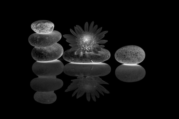 1, 2, 3 pedras & arranjo de flor - Foto, Imagem