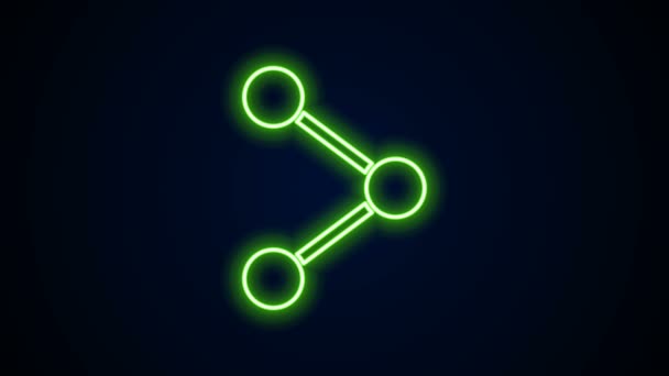Glowing neon line Share icon isolated on black background. Share, sharing, communication pictogram, social media, connection, network. 4K Video motion graphic animation - Footage, Video