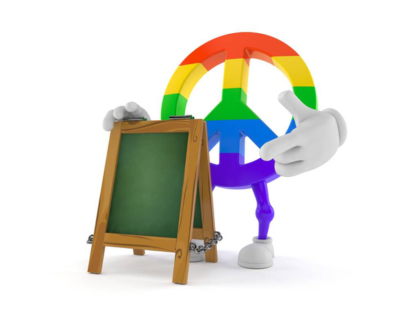 Personagem de símbolo de paz com quadro de giz isolado no fundo branco. ilustração 3d - Foto, Imagem