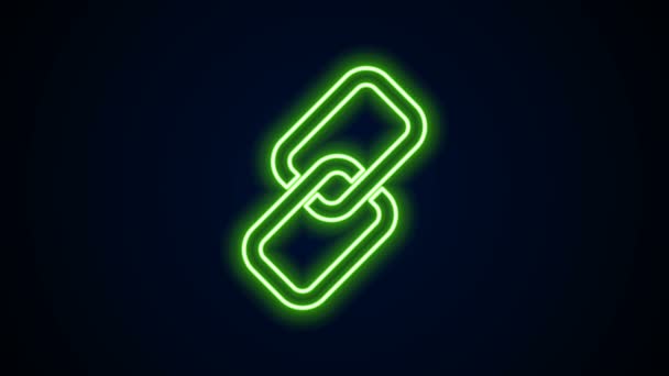 Linea al neon incandescente Icona a catena isolata su sfondo nero. Collegamento singolo. Animazione grafica 4K Video motion - Filmati, video