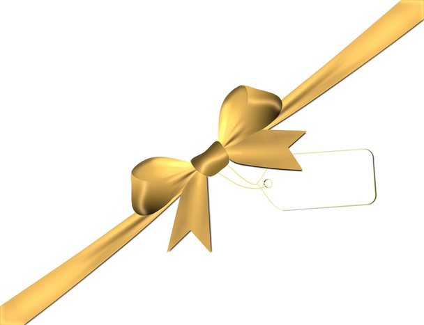 Golden bow with golden ribbon isolated on a white background - Photo, Image