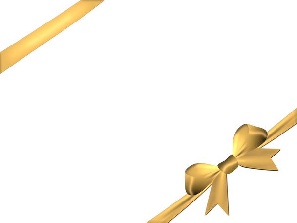 goldene Schleife mit goldenem Band auf weißem Hintergrund - Foto, Bild
