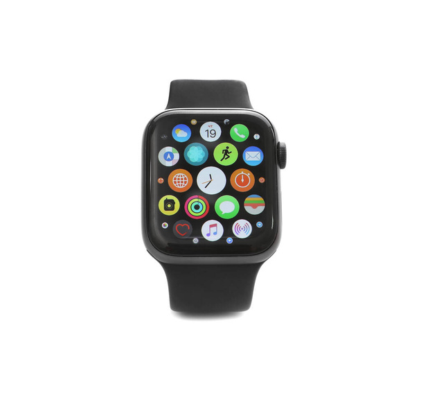 MYKOLAIV, UKRAINE - SEPTEMBER 19, 2019: Apple Watch with home screen isolated on white - Photo, image