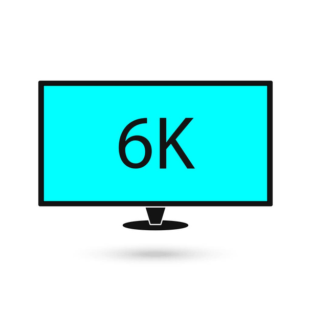 6K nápis na modré televizní obrazovce. Návrh vektoru HD kvality - Vektor, obrázek