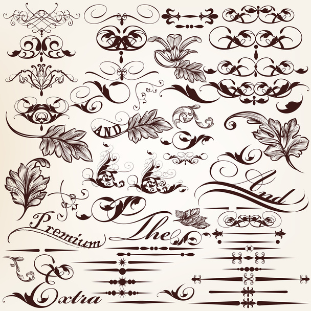 Collection of vector retro decorative flourishes in vintage styl - Vector, afbeelding