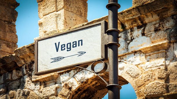 Straßenschild weist den Weg zum Veganer - Foto, Bild