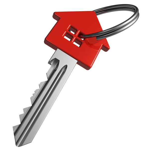 Red house-shape key - Φωτογραφία, εικόνα