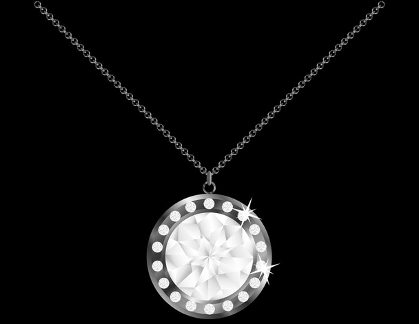 Round Diamond Necklace - Vector, Image