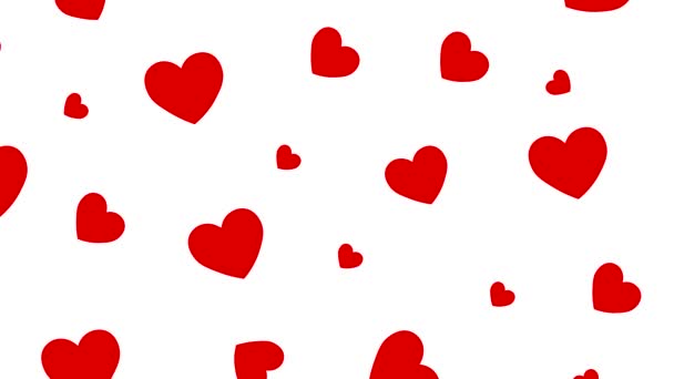 Kalpleri beyaz arkaplanda olan animasyon deseni. Romantik illüstrasyon. Sevgililer Günü kartı.. - Video, Çekim