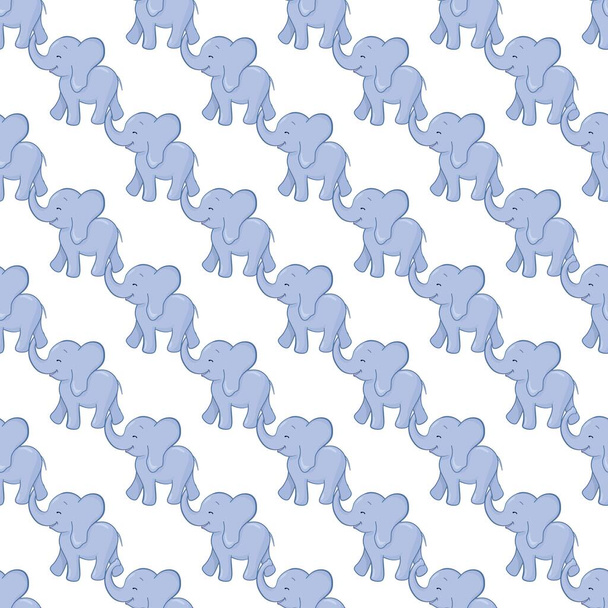 Baby Elephant Seamless Pattern Background - Vector, Imagen
