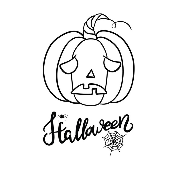 Halloween pumpkin. Vector concept in doodle and sketch style. Hand drawn illustration for printing on T-shirts, postcards. Icon and logo idea. - Vector, Imagen