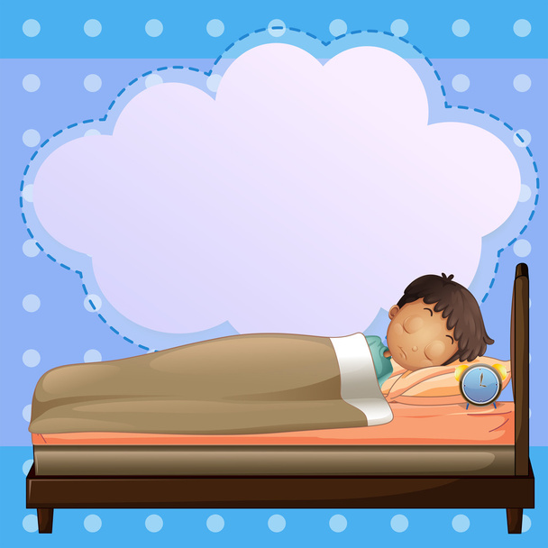 Хлопчик голосно спить з порожнім викликом
 - Вектор, зображення