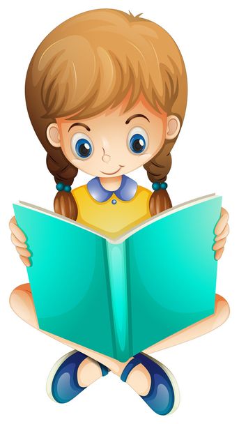 mladá dívka čtení knihy vážně - Vektor, obrázek