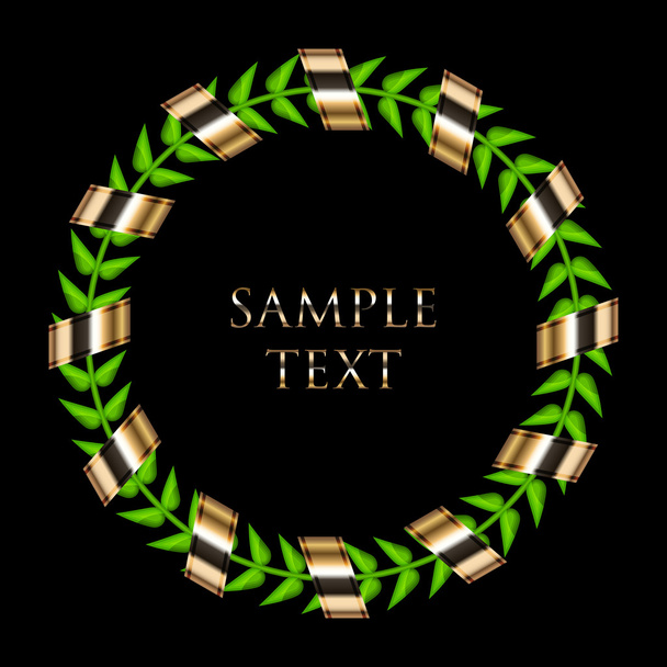 Vector laurel wreath with gold ribbon - Vector, imagen