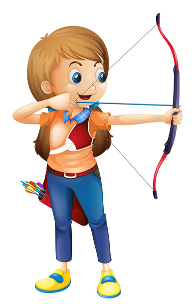 A young lady playing archery - Vector, Image
