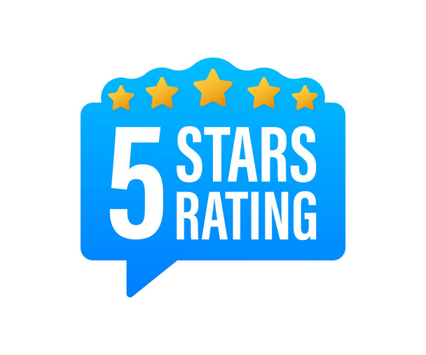 5 star rating. Badge with icons on white background. Vector illustration. - Vektör, Görsel