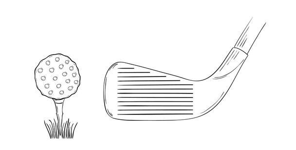 náčrt golfový míček a golf club - Vektor, obrázek