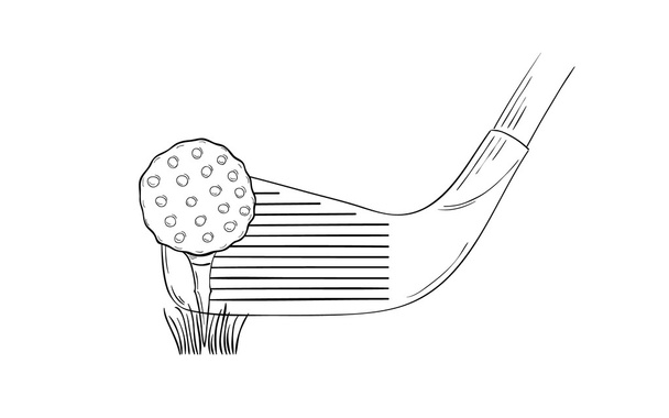 Σκίτσο της μπάλας του γκολφ και γκολφ κλαμπ - Διάνυσμα, εικόνα