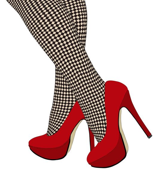 The checkered fishnet stockings - Vector, Image