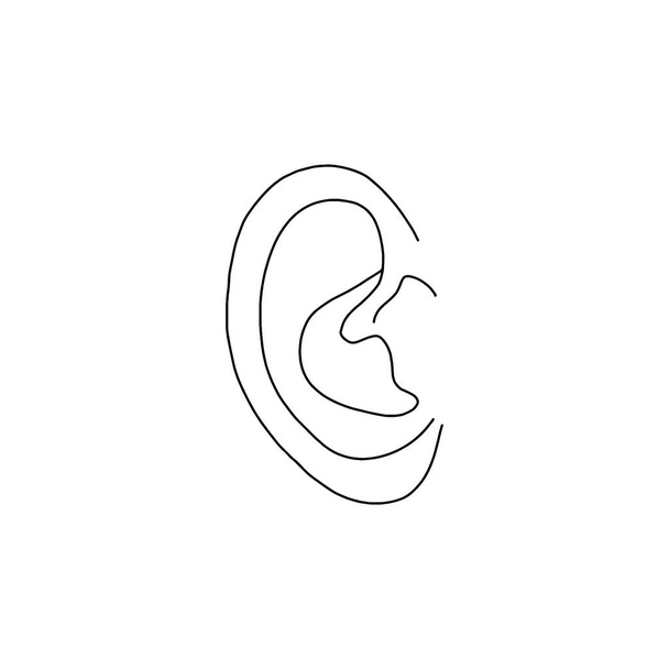 Vektor, anatómiai fül. Realisztikus, vázlatos illusztráció elszigetelt fehér háttér. A kórokozó-átvivő fül logója. - Vektor, kép