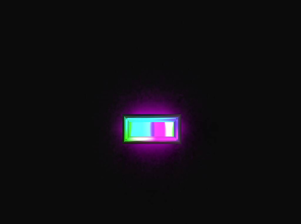 Alfabeto de cristal dicroico de colores - menos (guion) aislado en oscuro, ilustración 3D de símbolos - Foto, Imagen