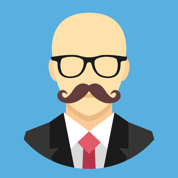 Vector Bald Man with Mustache in Business Suit Icon - Vector, Imagen