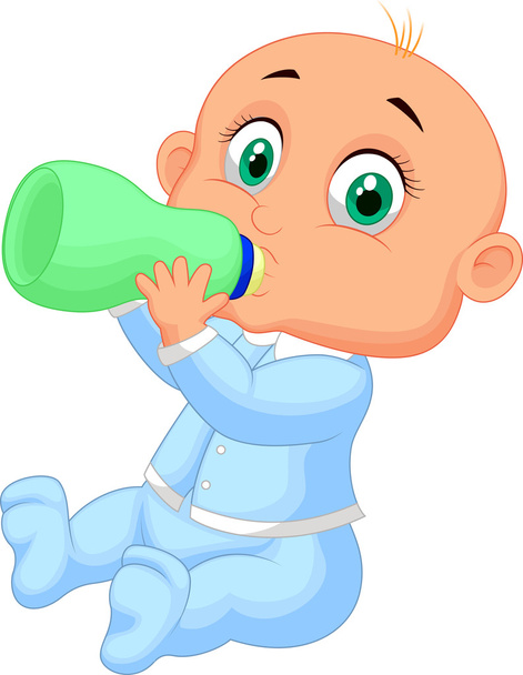 Bebê menino beber leite
 - Vetor, Imagem