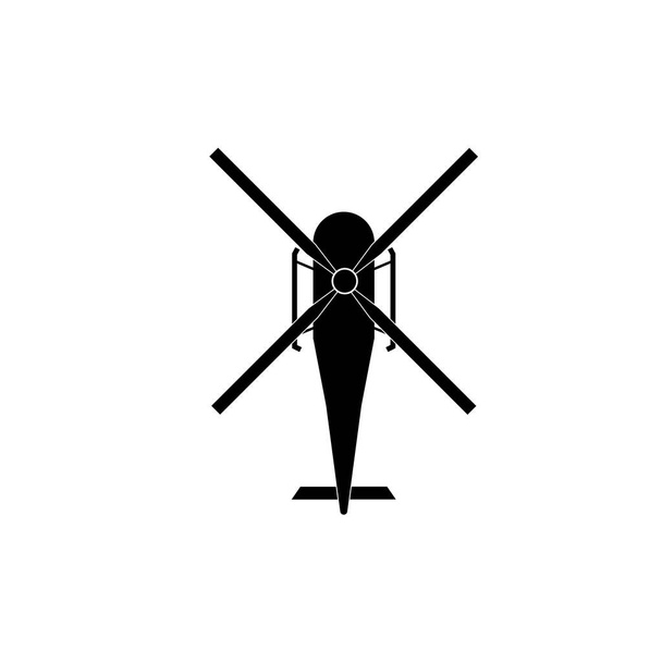 Silueta negra aislada de helicóptero sobre fondo blanco. - Foto, Imagen