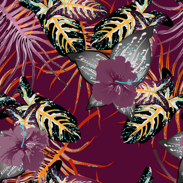 Tropical Leaf. Modern Motif. Jungle Print. Summer - Vettoriali, immagini