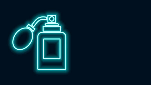Linha de néon brilhante Frasco Aftershave com ícone atomizador isolado no fundo preto. Ícone de spray de Colónia. Garrafa de perfume masculino. Animação gráfica em movimento de vídeo 4K - Filmagem, Vídeo